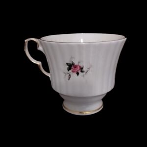 Princess House White and Pink Floral Teacup With Gold Trim.